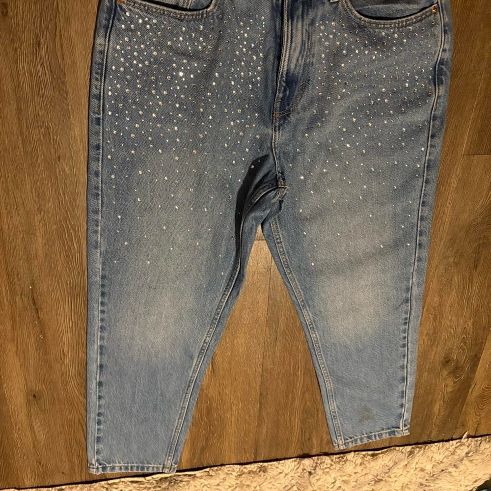 Bedazzled Light Blue Women's Skinny Jeans - Picture 3 of 7